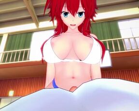 Rias Gremory from Highschool DxD Works Out With a Footjob! Hentai POV