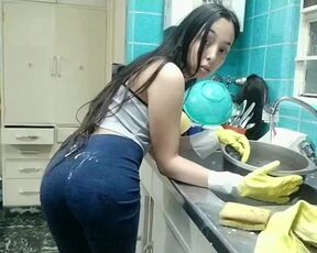 Washing Dishes Naked