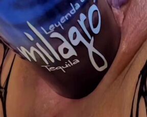 MILF Ducks Gaping Pussy W/ Tequila Bottle